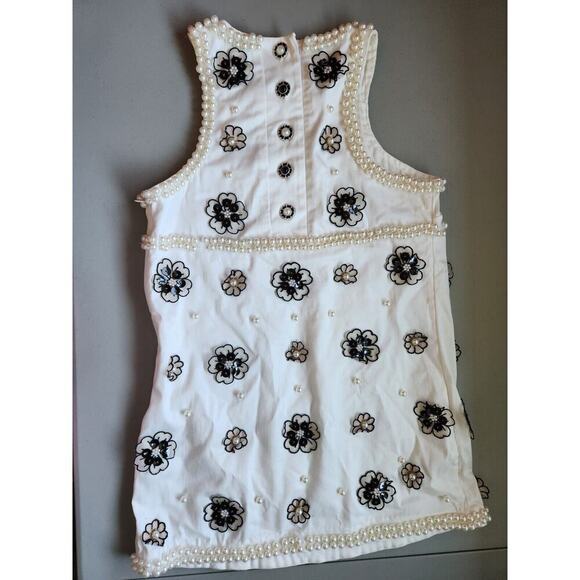 NWD Maeve 3D Embellished Pearl Shift Mini Dress Sz XSP Petite White #9N501 - Picture 8 of 14